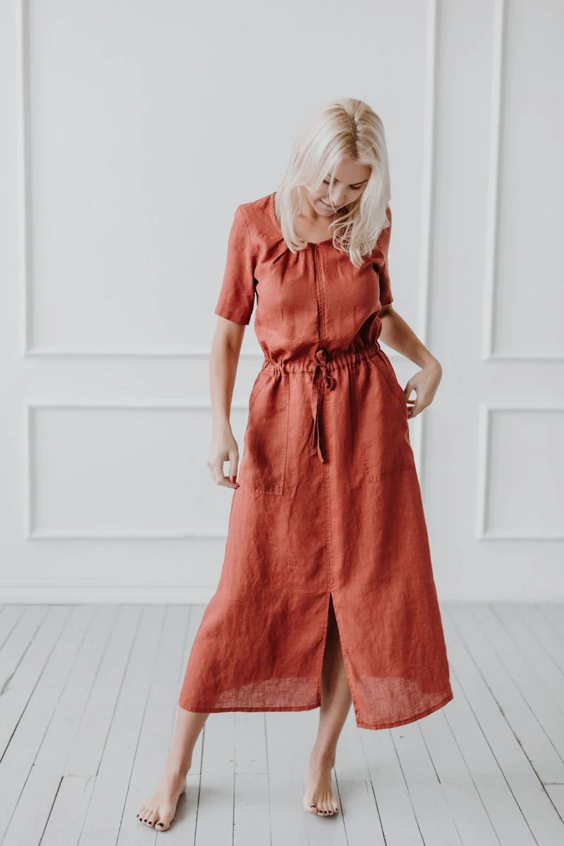 Stylish long terracotta dresses